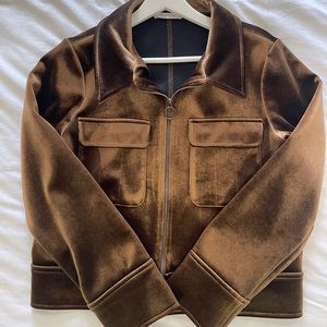 Velvet Jacket - Size S - Brown/Bronze - Zara